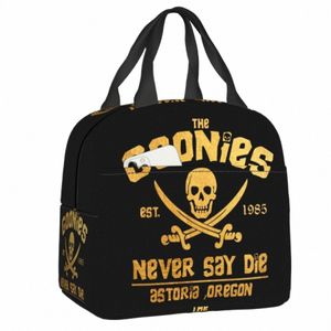 the Goies Never Say Die Lunch Bag Warm Cooler Thermal Insulated Gothic Pirate Skull Lunch Box for Women Kids School Food Bags A0fB#