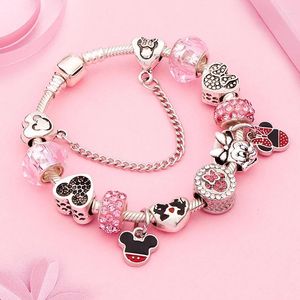 Bracelets de charme Leabyl Design adorável pink cristal de cristal