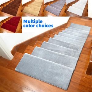 Carpets 3pcs Velveteen Stair Tread Carpet Mats Self Adhesive Mat Rug Anti-Skid Step Rugs Safety Mute Floor For Home Decor
