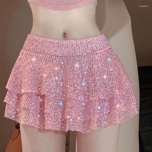 Siglies 2024 Frump Summer Women Pink Sequestro Multi a strati Ruffle bordo Ultra Short Short Sexy Spicy Girl Mid Rise Mini Clubwear