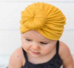 Baby Hüte Kappen mit Knoten Donut Dekor Kinder Kleinkind Haar Accessoires Turban Head Wraps Mädchen Kinder Winter Frühling Beanie KBH1263747816