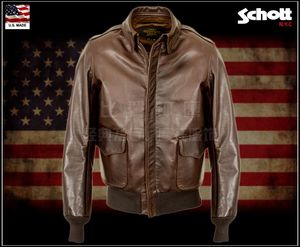 Mensjackor American Schott Cowhide Slim Fighter Flight Jacket