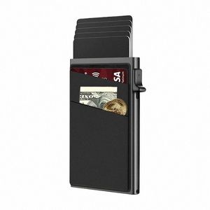 Portafoglio in alluminio Ultra-sottile del titolare da uomo con RFID Protecti e Coin Compartment S1WK#