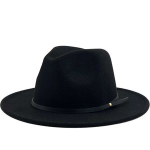 54-56-60 cm Kobiety mężczyźni wełna vintage gangster trilby poczuł czapkę Fedora z szerokim brzegi dżentelmen elegancki lady jesienne jazzowe czapki 240415