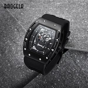 Zegarek Baogela Skull Men ogląda wojskową silikonową markę Pirate pusta zegarek Luminous Sportswatch Relogio Masculino