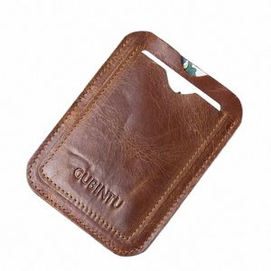 1 pc genuine in pelle slim wallet credit di carta d'identità porta cartoncino MEY Case for Men Women Fi Bag Busin Copertura M4YV#