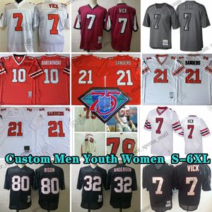 Niestandardowe s-6xl Cofrback 7 Michaelvick Football Jerseys 21 Deionsanders 97 Gradyjarrett 70 Jakematthews 10 SteveBartKowski 80 Andrerison 95 Jonathanbabineaux