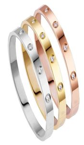Love Fashion Casal Bracelet Men e Women Bangle Bangle Titanium Jewelry Birthday Annorced Clip Silver Gold Unh Nail Stone4811515
