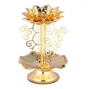 Kerzenhalter Halter Lotus Lampe Kerzenständer Diwali Dekor Öl Diya Lantern Gold Tealight Blumenmessing Lampen Pooja Kristall