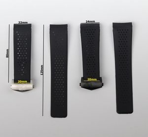 22 mm 24 mm silikonowy czarny zanurzalny Men Watchband for Perforated Watch Band Sport Bransoletka Akcesoria 8492857
