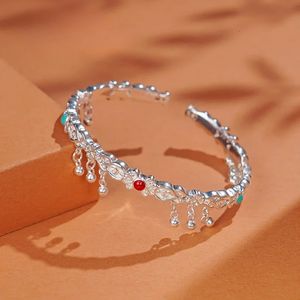 Mencheese Original Pure Silver S999 Cloud Bracelet Open Design Versatile Ethnic Ancient Style Hand Jewelry Gifts for Girlfriend 240416