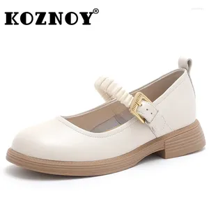 Scarpe casual koznoy 3cm elastico mucca vera pelle estate piatti comodo preppy girl mary jane lolita piattaforma zeppa