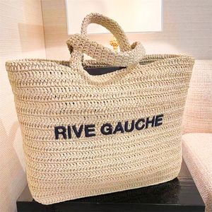 Высокая мощность Rive Gauche Tote Beach Bags Luxury Simbag Summer Raffias Crossbody Designer Bag Сумка высококачественные женские мужские