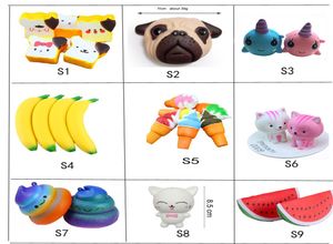 Kawaii Parfüm Mix Styles Eis Banane Quadrishy langsam aufsteigender Squeeze Vent Cat Whale Banane Squishies Entspannung Kinder Toys902340