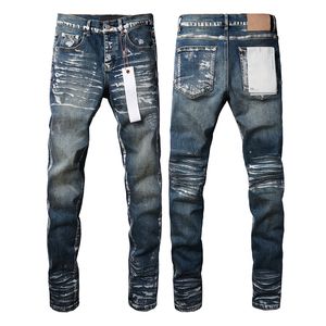 Designer Herren lila Jeans für Herren lila Marke Jeans Skinny Trends Distressed Black Ripped Biker Slim Fit Motorcycle Mans gestapelt Baggy Hosenloch Riss Jeans Yu