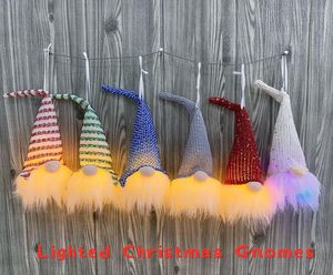 6 Cores Gnomos de Natal iluminados com pano de bateria embutido Sweidsh Natal Gnomos de Santa Decorações de Casa Elfas Árvore pendurada ORN4648847