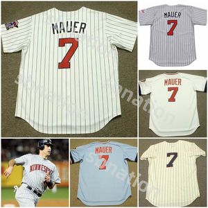 Jersey da baseball Joe Mauer Trowback 1980 2008 2001 2010 2012 2012 Classico Vintage Classic Shirt da baseball retrò