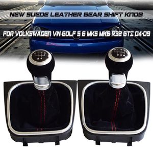 Bilstyling Suede Leather 5/6 Speed ​​Gear Shift Knob Gaiter Boot för VW Golf 5 6 MK5 MK6 R32 GTI 04-098300142