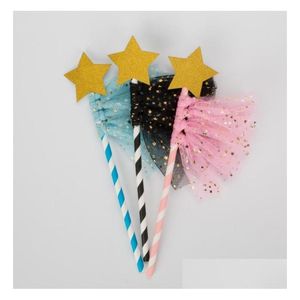 Decorazione per feste Gold Star Bandiera Topper Topper Dessert Baby Shower Kids Birthday Wedding Event Event Forniture Lovely Regali Drop DE DHBI9