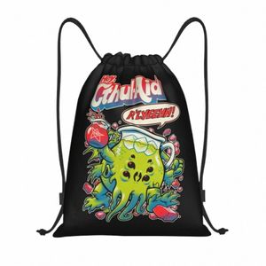 かわいいCthulhu Drawstringバックパック女性男性スポーツジムサックパック折りたたみ折りたたみ式素敵な漫画トレーニングバッグ袋C4RS＃