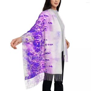 Schals Lavendelfelder Schal mit Quasten schöne lila Blumen Außenschals und Wickel Unisex Kopf Winter Retro Foulard