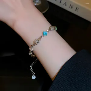 Braccialetti di collegamento Bracciale zircone colorato lucido per donne accessori geometrici eleganti euro gioielli a mano come gioiello da polso dolce