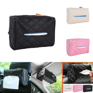 2024 Car Tissue Boxes PU Leather Car Sun Visor Hanging Tissue Box Holder Organizer Tissue Drawer Container Bag Auto Interior Storage