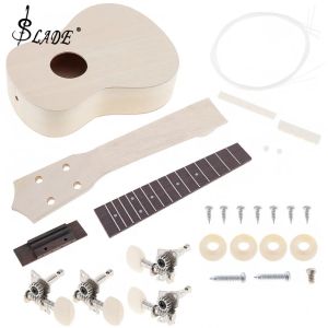 Kabel 21 Zoll Basswood Ukulele Diy Kit Basswood Sopran Hawaii Gitarren Handarbeit Gemälde mit Rosenholz -Fingerplatte