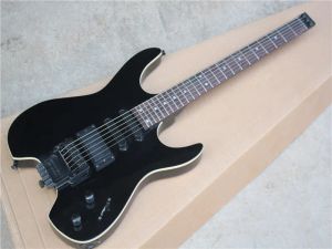 Cabos Guitarra elétrica sem cabeça preta com captadores SSH Tremolo Rosewood Artletbond Black Hardware fornece serviços personalizados