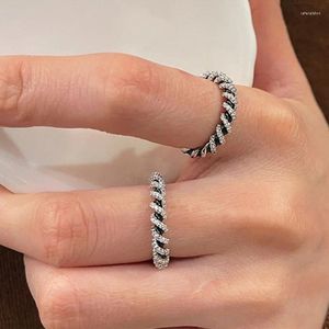 Klusterringar vintage silverfärg spiral öppningsring fashionabla elegant enkel geometrisk strass kvinnors bröllop smycken