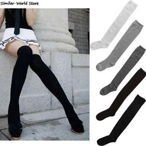 Sexy Socks Hot Newly Fashion Sexy Cotton Over The Knee Socks Thigh High Stocking Thinner Black Grey White Drop Shipping 240416