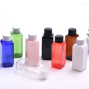 Garrafas de armazenamento por atacado 50pcs 50ml Plástico vazio Recipientes quadrados de cosméticos com tampas de parafuso Pacote de gel Shoer