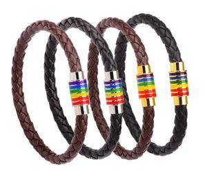 Pulseiras de charme de charme de charme de lgbt de couro genuíno para homens homens gays lésbicas lésbicas aço inoxidável magnético pulseira de fivela pulseira 9910006