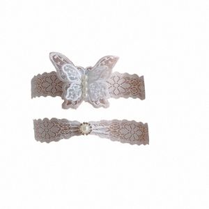Hochzeit Braut Strumpfband Handgefertigte FR -Schmetterlingsform Spitze Strumpfband Gürtel FI Stretch Kostüm Akkomorik für Frauen und Mädchen H8AA#