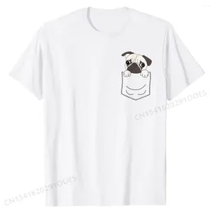 Męskie garnitury A1801 T-shirt Śliczny kieszeń Pug Puppy Dog T SHIRTS FOR MEN Custom Tees Classic Printing Cotton