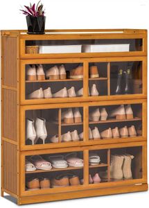 Bakeware Tools Monibloom Shoe Storage Cabinet med neddragbar akryldörrar högt fack för klackar Stövskor Rack 28-33 Par