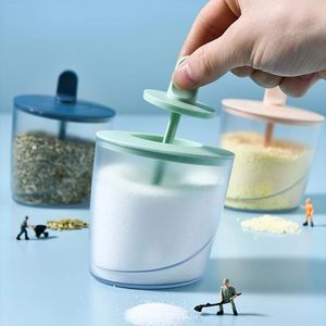 Plastic Seasoning Box Condiment Canister Kitchen Spice Rack Container with Lid Spoon Spice Sugar Bowl for Kitchen Sugar Bowl