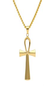 NEW Stainless Steel Ankh Necklace Egyptian Jewelry Hip Hop Pendant Iced Out Gold Key To Life Egypt Necklace 24" Chain9371708