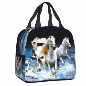 classic Horse Running Painting Insulated Lunch Bag for Women Resuable Animal Hot Cold Lunch Tote Office Picnic Food Bento Box r1RS#