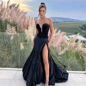 Czarne eleganckie tafty wieczorowe sukienki na bal