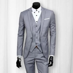 Män mager 3 stycken set formell smal fit business kostym blixtlås fast manlig brudgum bröllop blazers jacka kappa byxor väst 240407