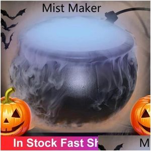 Party Masks Halloween Witch Pot Smoke Hine Mist Maker Fogger Water Fountain Fog Changing Prop Diy Decorations 230802 Drop Delivery H DHPGJ