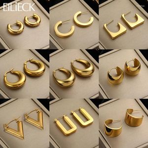 Kolczyki obręcze Eiliieck 316L Stal nierdzewna metalowa pusta huggie dla kobiet wysokiej jakości moda Złote Kolor Ear Akcesoria biżuterii