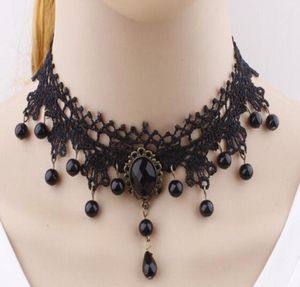 Sexy Lace Jewelry Crystal Chain Necklace Women Clothing Accessories Vintage Pendant Choker Style Lace Choker Necklace4066269