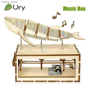 3D Puzzles URY 3D Wooden Puzzle Retro Music Dancing Whale DIY Eccentric Wheel Structure Assembly Rhythm Model Toy Creative Gift for Kids Y240415
