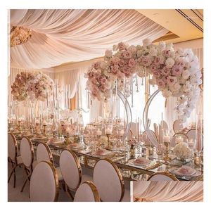 Party Decoration 10Pcs80Cm Tallgold Metal Road Lead Flower Vase Stands Table Centerpiece Wedding Qq323 Drop Delivery Home Garden Fes Dh8Aw