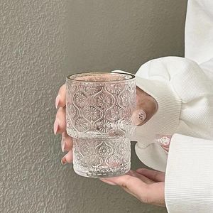 Şarap bardakları niş ortaçağ vintage kabartmalı istiflenebilir cam retro buz Amerikan kahve fincanı baloncuk su suyu bardaklar