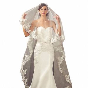 Hochzeitsschleier Lace Edge LG luxuriöser Brautschleiftschleib mit Kamm Tüll Kathedrale Einschicht 3 Meter Braut Accorie J037#