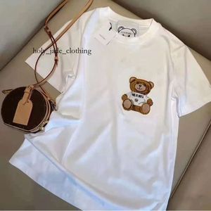 Moscow Brand Shirt Polo Women's Plus Size Tees New Moscino Woman T-Shirt Flocking Cartoon Bear Letter Mosc Embroidery Loose Short Sleeves Men Women Shirt 5996
