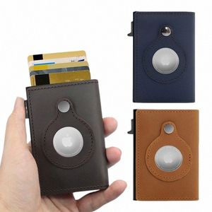 Новый дизайн держатель карт RFID Мужчины Женщины Airtag Wallet Mey Bag Кожаный кошелек тонкие тонкие кошельки для Apple Airtags Tracker Air Tag B0JS#